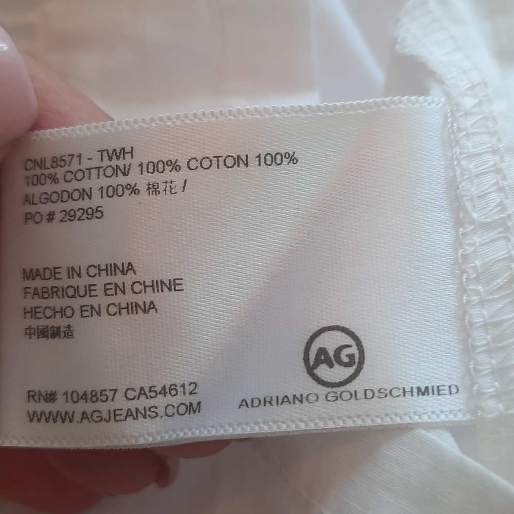 AG Adriano Goldschmied Poppy Tee Dress True White V Neck - Picture 10 of 13